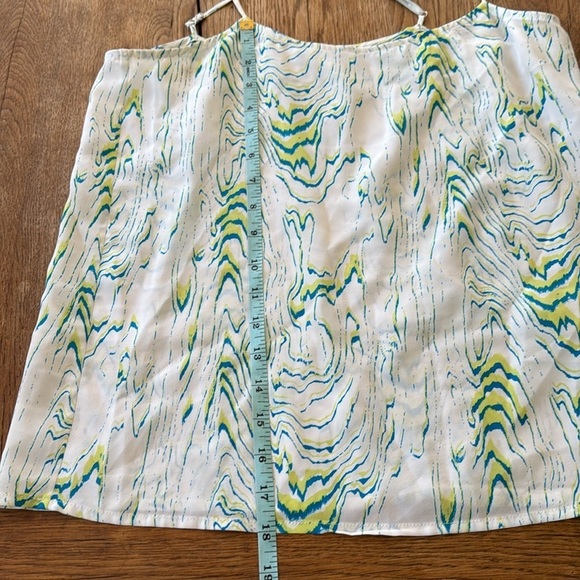 EQUIPMENT Shirt Womens Small White Blue Green Cara Silk Marble Print Cami - Picture 6 of 7